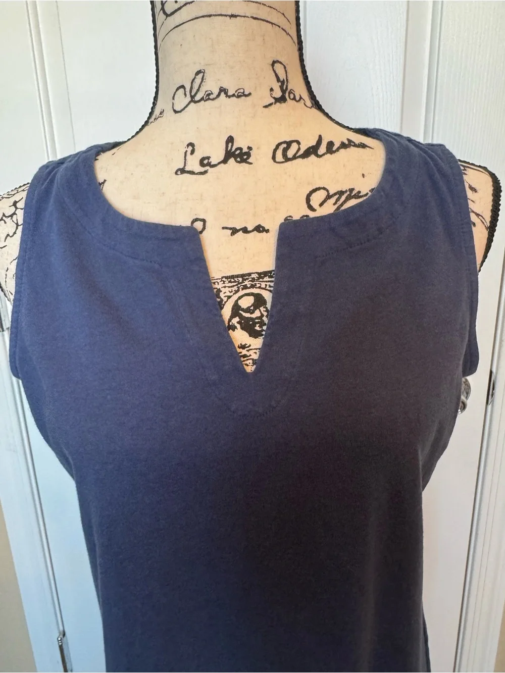 J. Jill Women’s Elephant Walk Sleeveless Dress Navy Blue Size Small